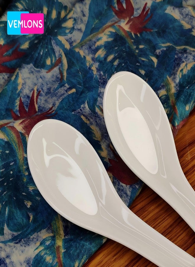 Vemlons Soup Spoons Soup Spoons Set of 6 Piece/Ceramic Soup Spoon Set(White) - Image 2